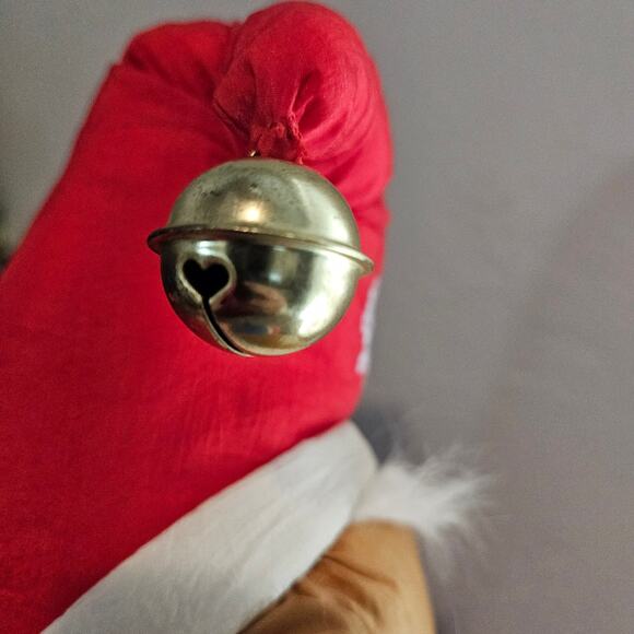 Vintage Christmas Bear Plush 90s Nylon Puffy 19" Holiday Toy Retro Jingle Bells - Picture 7 of 12